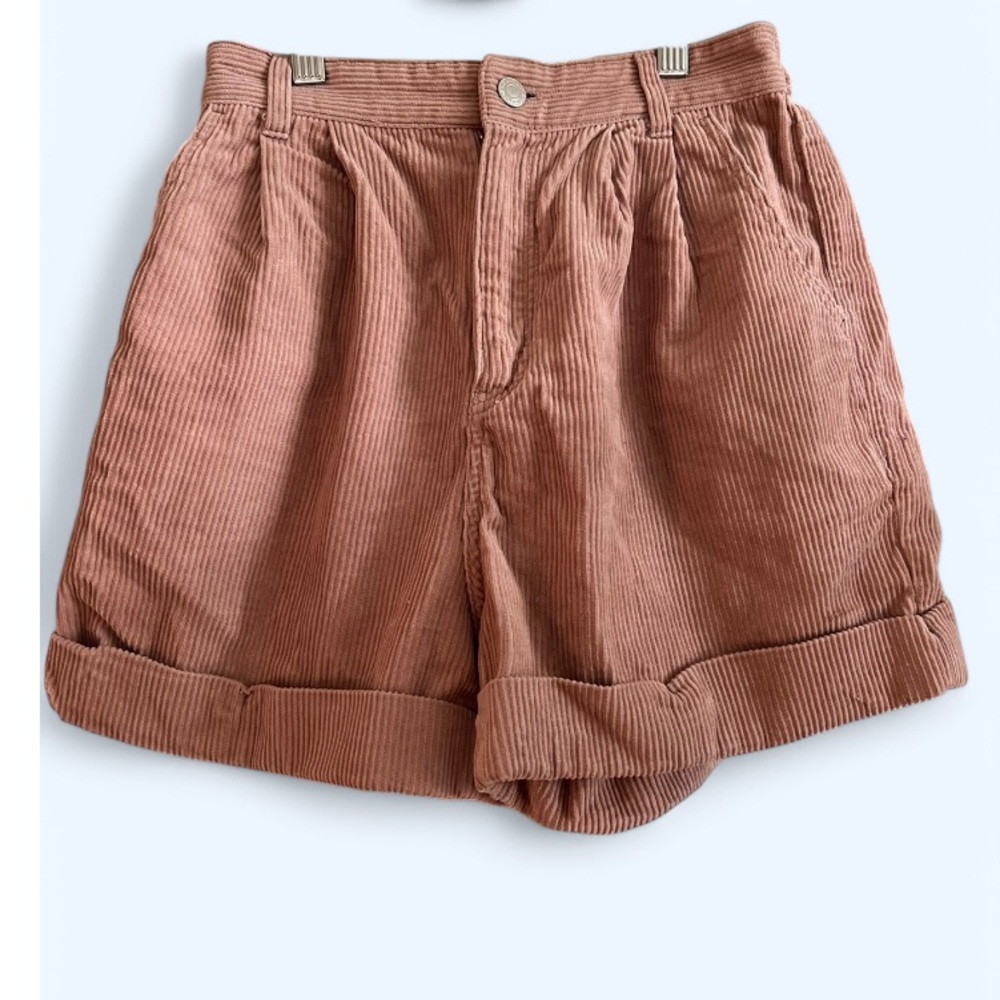 Adobe Pink Corduroy High Waisted Shorts